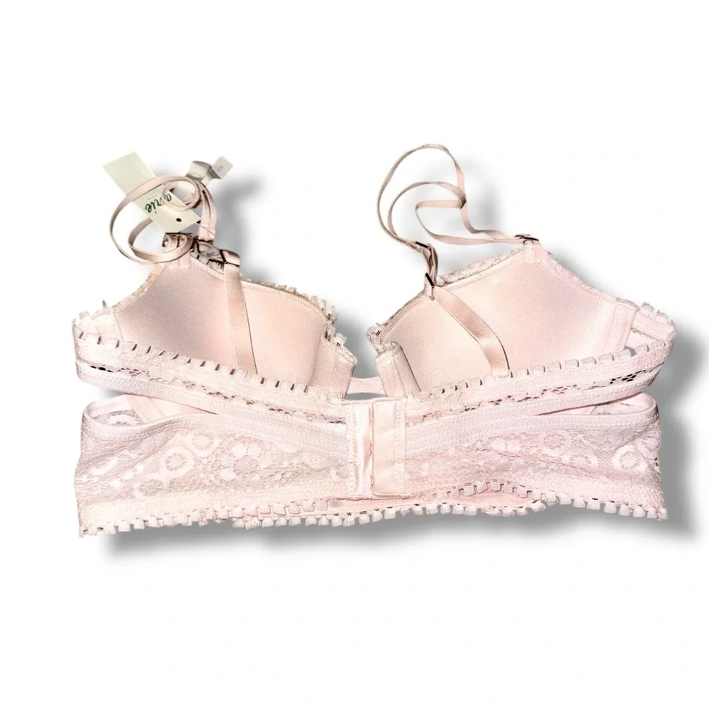 Aerie Balconette Light Pink Lace‎ Real Power Bra Sz 32B NEW Adjustable Straps